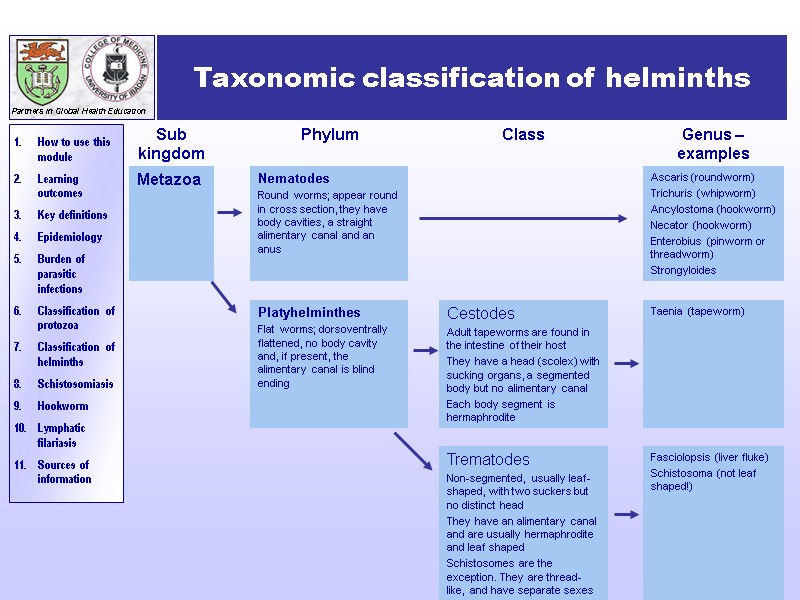 Taxonomic classification of helminths